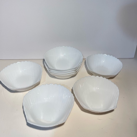 Other - Vintage 6” Clamshell Sea Shell Footed Snack Bowls A Set of 8.  Made in France.